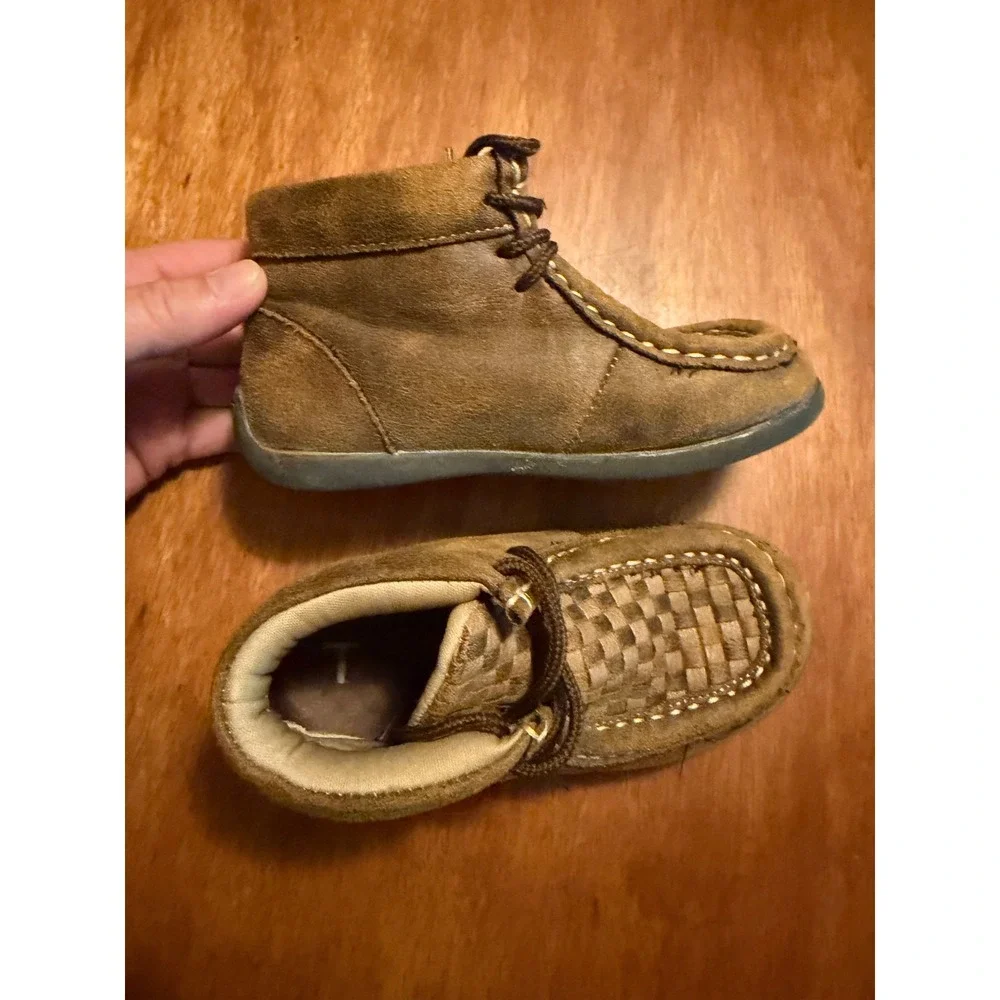 Twister Kids Brown Basketweave Faux Suede Chukka Boots Size 9 Toddler